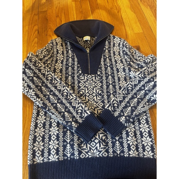 J. CREW Men's Lambswool Fair Isle Half Zip Sweater Deep Navy Beechwood M‎ - Picture 1 of 16